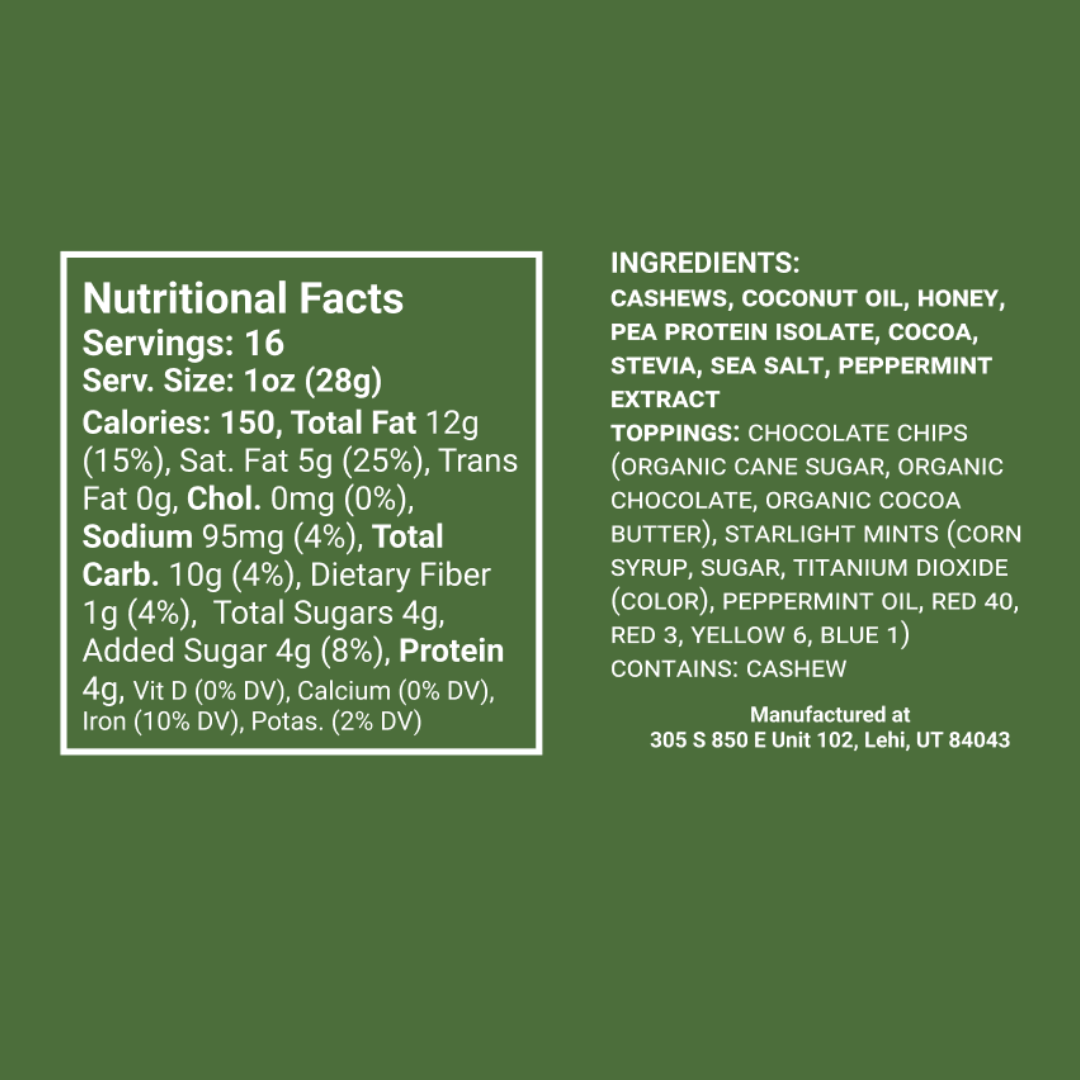 Peppermint Brownie Cashew Butter Jar