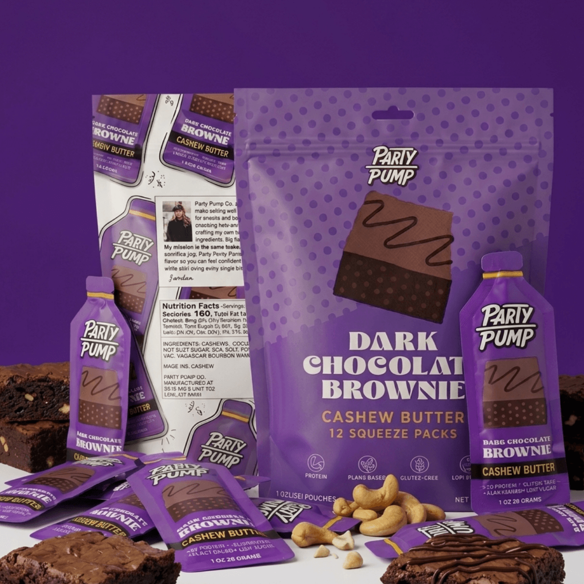 Party Pump Dark Chocolate Brownie Squeezie – packaging front