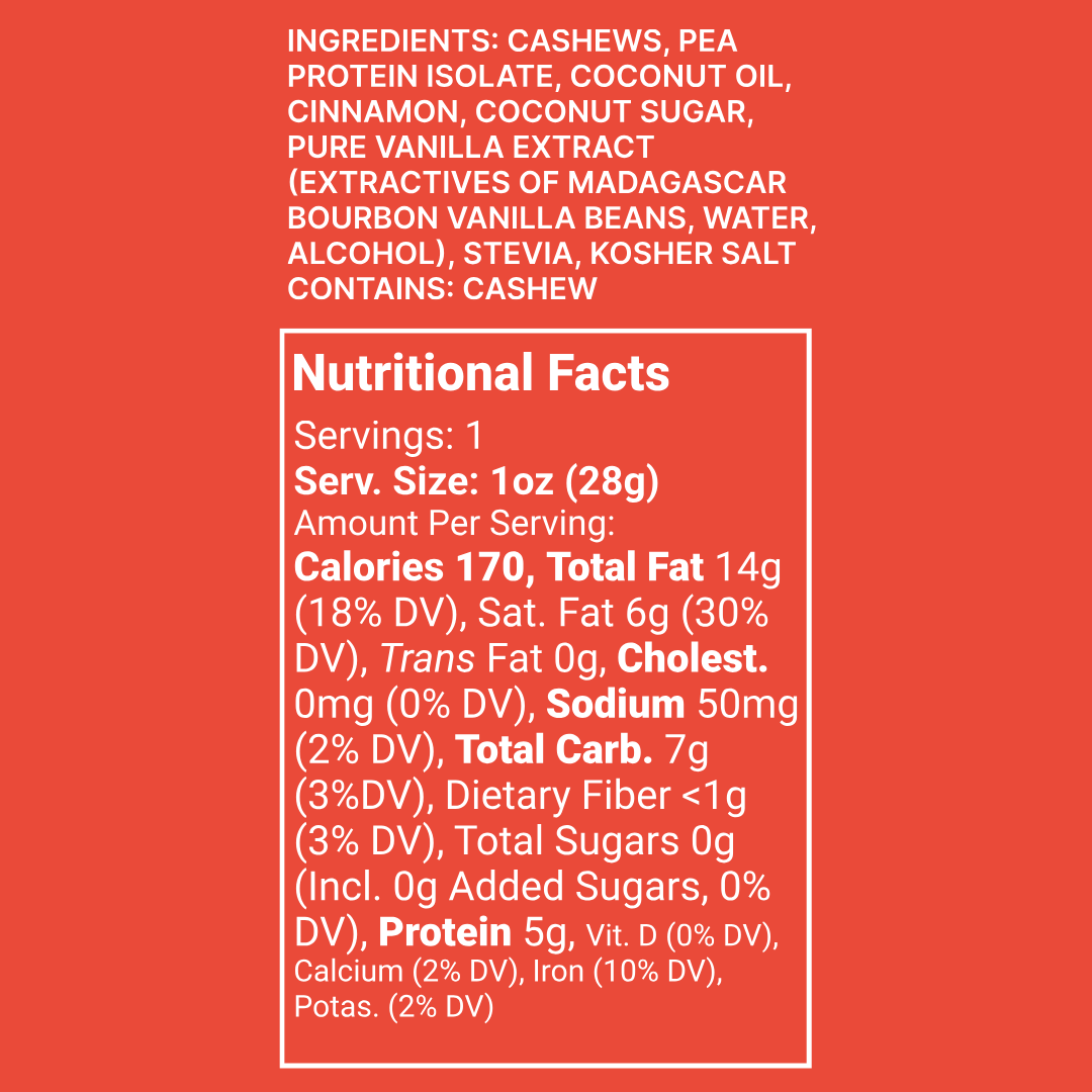 Party Pump Cinnamon Buns Squeezie – nutrition facts and ingredient list on a red background