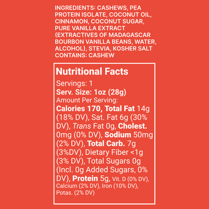 Party Pump Cinnamon Buns Squeezie – nutrition facts and ingredient list on a red background